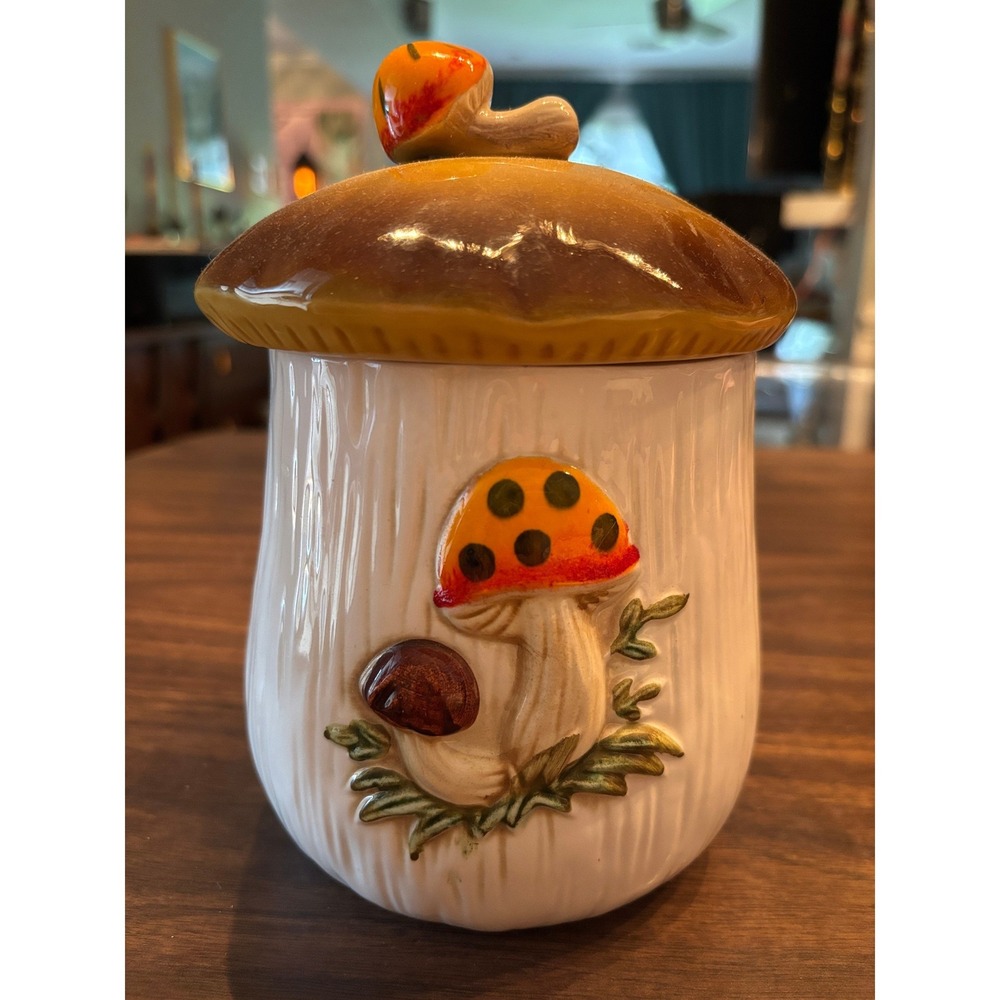 Vintage 1978 Sears & Roebuck Ceramic Mushroom Canister Embossed Cookie Jar - Picture 12 of 12